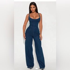 Fashion Nova NICE TO KNOW YOU  denim Jumpsuit